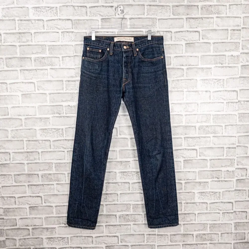 Johnson Motors Inc Men's Regid Denim Jeans indigo blue button fly sz 32x32